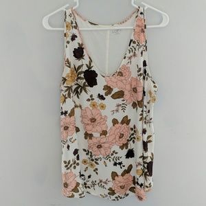 Loft Outlet white floral patterned tank sz L GUC